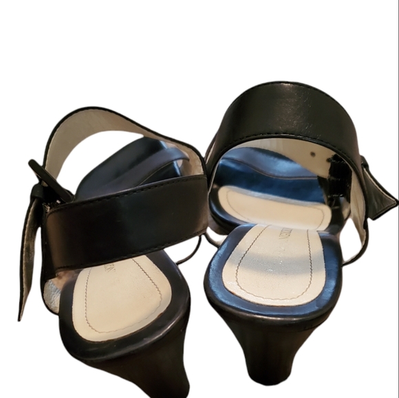 Enzo Angioline Black Leather Stacked Heels 7.5 - Picture 3 of 5